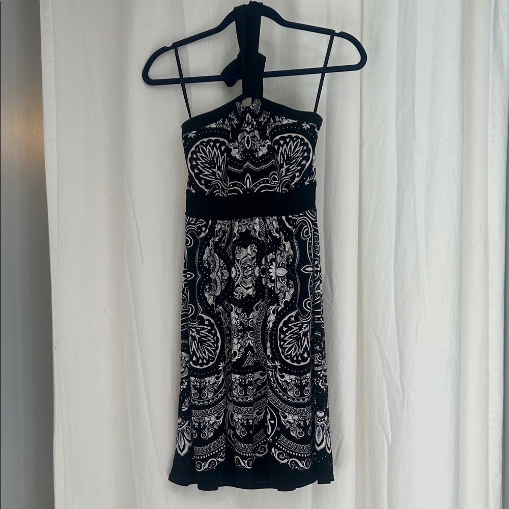 White House Black Market Strapless Black and White Dress